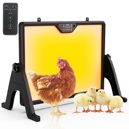 Brooder Plate for Chicks with Remote Control, Double-Sided Chick Heat Plate, Night Light, 4 Timer Modes, LED Light, Adjustable Angle & Temp Display, 180W for Chicks/Ducks/Cats/Dogs (Black) - color: Black