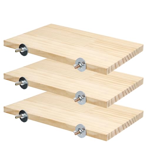 3 Pack Bird Perch Stand, Natural Wood Platform and Playground Cage for Parrot, Conure, Parakeet, Budgie, Cockatiel, and Chinchilla Small Pets