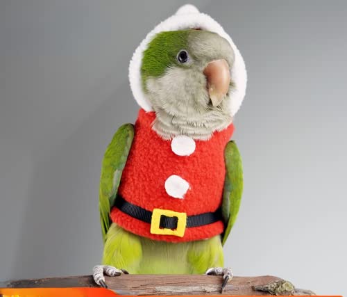 Bird Clothes Birds Flight Suit, Christmas Hoodie for Parrots Cockatiel Sun Conure Christmas Party Cosplay Photo Prop Bird Shirt Small Animals Apparel (Without Diaper,Amazon) - size: Amazon