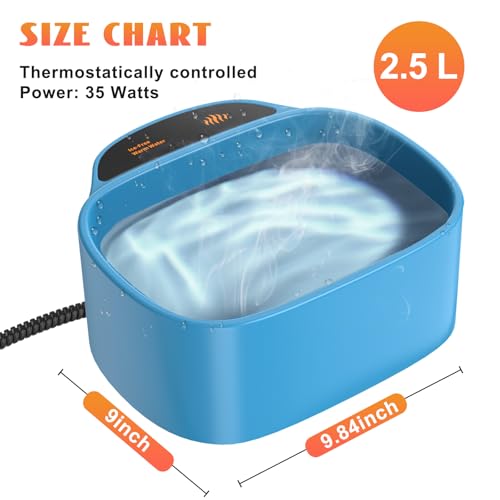 Heated Pet Bowl - KOKOPRO 2.5L for Dogs Cats, Heated Pets Bowl, Outdoor Water Bowl for Rabbit Chicken Duck Squirrel, 85 Ounces 35 Watts Feral Cat Feeding Station