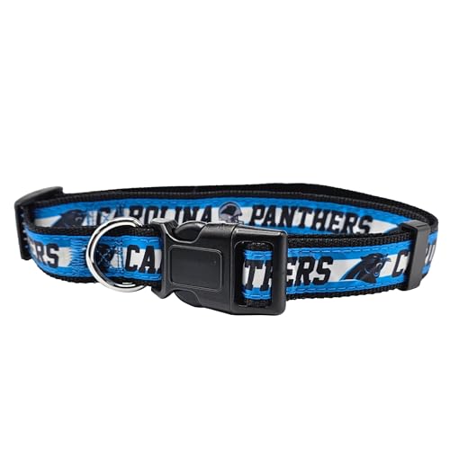 Pets First NFL Carolina Panthers Licensed PET COLLAR, Medium - Heavy-Duty, Strong, and Durable Dog Collar. Available in 31 Football Teams and 4 Sizes - color: Carolina Panthers, size: Medium