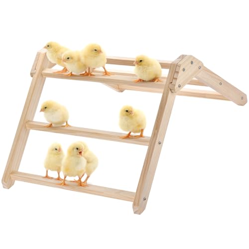 Chicken Roosting Bars, 3-Tier Wooden Perch, 19.6" L x 14.1" W x 8.6" H, Square Design, Natural Wood, for Coop and Backyard