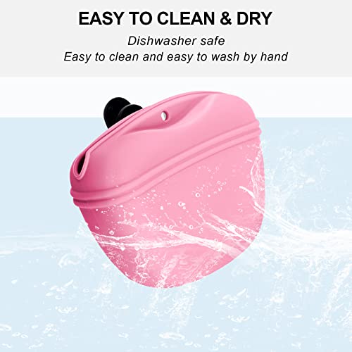 Left&Right Dog Clicker Training Kit,Silicone Dog Training Treat Pouch and Dog Clickers,Dog Treat Bag with Clicker Training for Dogs,Pet Treat Bag with Magnetic Buckle Closing and Waist Clip,Pink - color: Pink