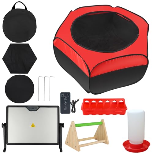 Chicken Brooder Box for Chick Starter Kit, 12.8 * 17.8 inch Large Brooder Heating Plate, Brooding Up to 30 Baby Chicks, Chicks Feeder＆Waterer, Nesting Pad, Perch, All-in-1 Chicken Brooder Set