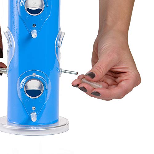 Perky-Pet Blue Metal Tube Wild Bird Feeder - 1 lb Capacity for Wild Bird Seed - Durable Construction - 391