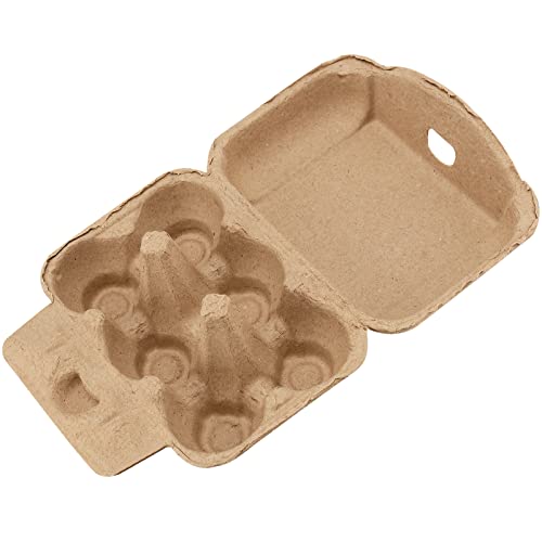50 PCS Paper Egg Cartons, 6 Egg Cartons Pulp Egg Cartons for Kitchen, Farm, Market, Travel and Transport, Brown