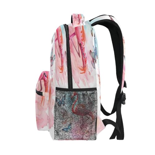 Butterflies Flamingo Backpack School Bag Travel Daypack for Boys Girls - color: Multicolor 7