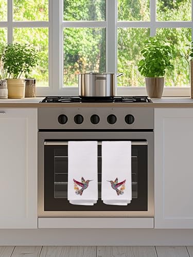 Hummingbird Hand Towels for Guest Bathroom Set of 2, Floral Bird Decorative Kitchen Dish Tea Towel, Spring Summer Decor, Hummingbird Gifts for Women Unique, Housewarming Gift Idea New Home398 - color: Hummingbird002