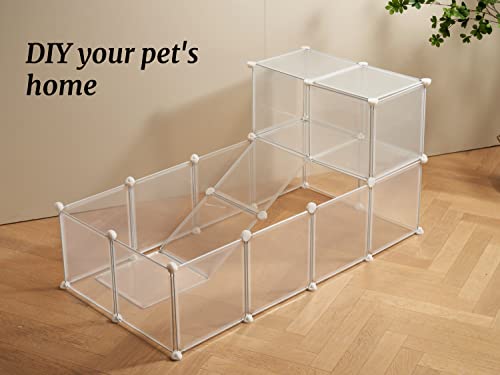 LURIVA Transparent Clear Small Animal Playpen, Guinea Pig Cages, Puppy Dog Playpen, Pet Playpen, Rabbit Bunny Indoor Fence Pen Enclosure, White Clear Plastic Playpen,12X12 Inch, 12Panels