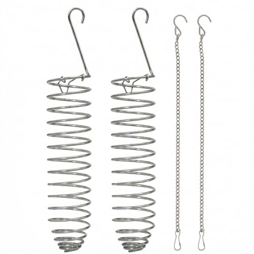 2 Pcs Spray Millet Treat Holder with Chains, Stainless Steel Bird Foraging Feeder Toy, Hanging Fruit Vegetable Basket for Parakeet Cockatiel Conure Macaw Parrot Cage Accessories (4-Pack Set)