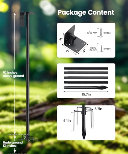 75 inch Bird Feeder Pole, Heavy Duty Bluebird House Pole for Outdoors | 1 inch Adjustable Bird Feeder Stand for Backyard Garden Wild Bird Watching, Metal Mounting Post Kit with 5 Prongs Base - size: 75" (1 Pack)