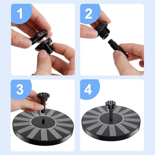 Solar Fountain, 1.5W Solar Bird Bath Fountains Pump Floating Solar Powered Water Fountain with 6 Nozzles and Fixer, Solar Fountain for Bird Bath, Outdoors, Garden, Pond, Pool - color: Black-1.5w