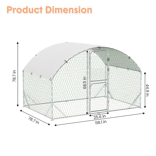 Large Walk-in Metal Chicken Coop for 10 Chickens,Heavy Duty Reinforced Wire Mesh Run with All-Weather Waterproof & Anti-UV Cover,Secure Lock - Outdoor Poultry Pen for Chickens,Ducks (Dome Roof) - size: Small Dome Roof Bottom Reinforcement S