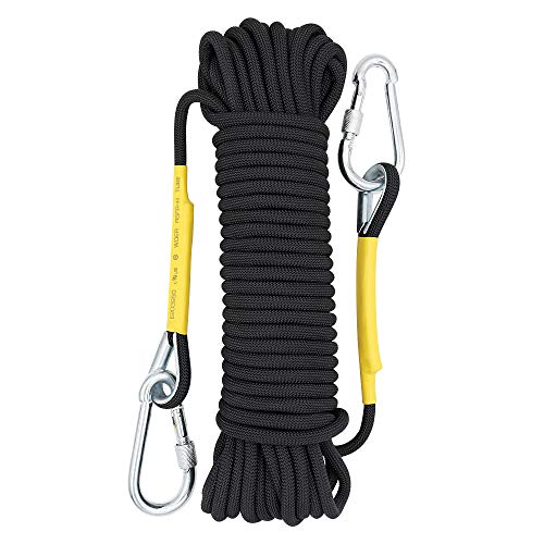 X XBEN Outdoor Climbing Rope 10M(32ft) 20M(64ft) 30M(96ft) 50M(160ft) 70M(230ft) 152M(500FT) 352M(1000FT) Static Rock Climbing Rope for Escape Rope Ice Climbing Equipment Fire Rescue Parachute - color: Black, size: 1/3 Inch x 96 Feet
