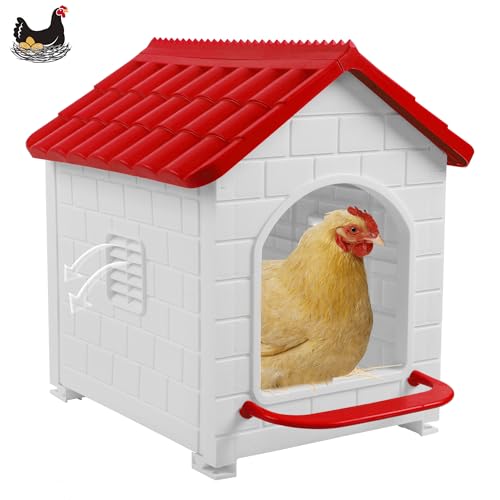 Chicken Nesting Box, Waterproof Hens Nesting Boxes with Chicken Nesting Pads for Laying Eggs, Wall Mount Nesting Boxes for Chickens, Duck, Rabbit, Poultry (Red) - color: red, size: 15.7"D x 14.3"W x 17.3"H