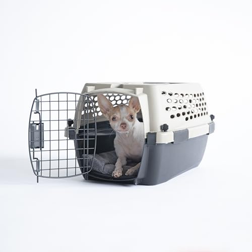 Petmate Vari Dog Kennel Portable Airline-Friendly Carriers & Crates for Small Dogs and Puppies, Durable Plastic, Pet Carrier For Home and Travel, XS Extra Small 19" For Dogs Up To 10 Lbs, Taupe - size: 19.0"L x 12.5"W x 10.8"H