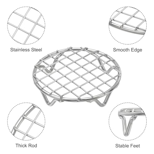 uxcell Round Cooking Rack 3.9 Inch Dia Stainless Steel Wire Cooling Steamer Rack for Baking Canning Cooking Roasting Cooling Grilling Drying, Silver - size: 3.9 Inch