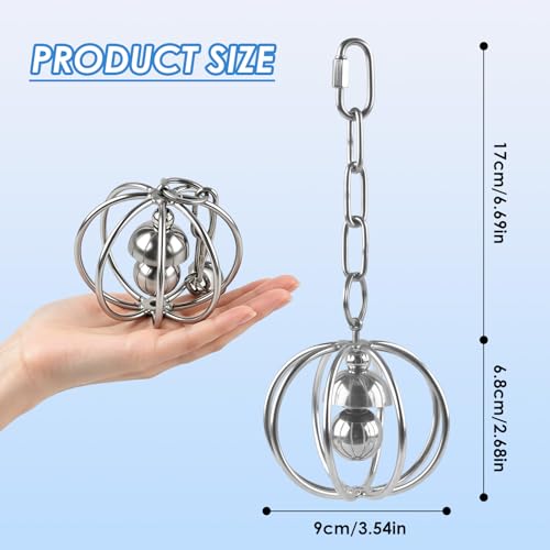 DBNESS Heavy-Duty Stainless Steel Bird Toy for Parrots, Durable Hollow Foraging Ball with Detachable Chain, Chew-Proof Parakeet Training Toys for Macaws, Amazons, Eclectus, African Greys, Cockatoos