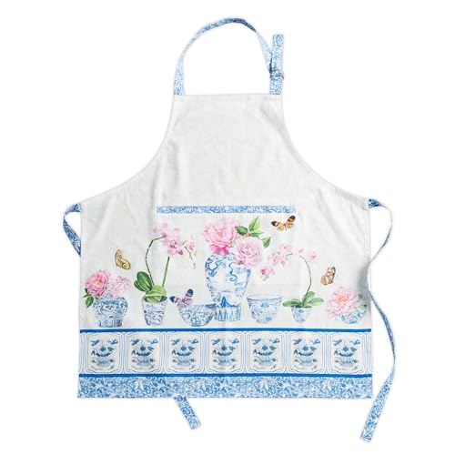 Maison d' Hermine Aprons for women with Pocket 100% Cotton (27.50"x31.50") | Adjustable Neck Strap & long ties Apron Men Chef Wedding Cooking Gardening Server Maid - color: 013 - Canton