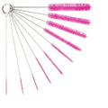 10" Extra Long Tube Cleaning Brush Set - 10 Pack - Pink | Flexible nylon straw brushes for bottles, cleaning straws, pipe cleaners, glass, keyboard, detailing and deep cleaning - color: Pink, size: 10pk - 2mm 3mm 4mm 5mm 6mm 8mm 12mm 16mm 20mm 24mm