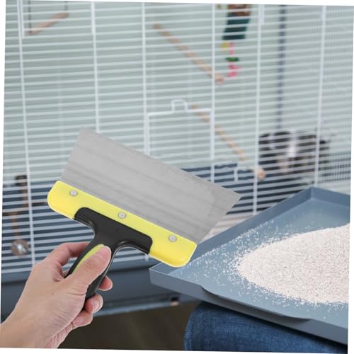 Toyvian Stainless Steel Bird Droppings Scraper for Poop Ergonomic Handle Cleaning Tool for Bird Cages and Nests