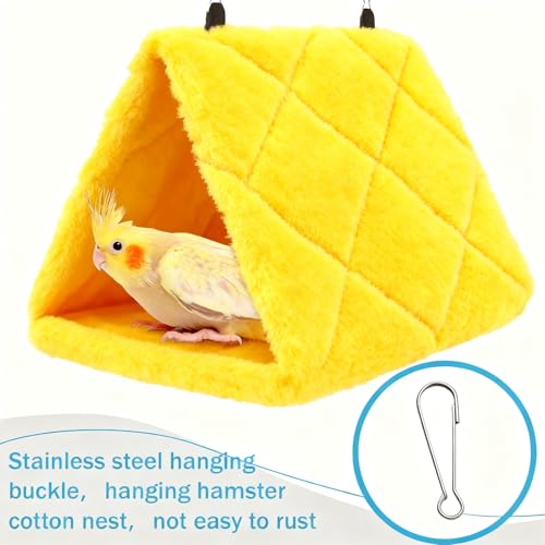 Bird Nest Snuggle Hut Soft Plush Hammock Hanging Cage Tent for Birds Parrot Winter Warm Bed Pet Toy for Hamster Parrot Macaw Budgies Eclectus Parakeet Cockatiels Cockatoo Lovebird (Yellow) - color: Yellow