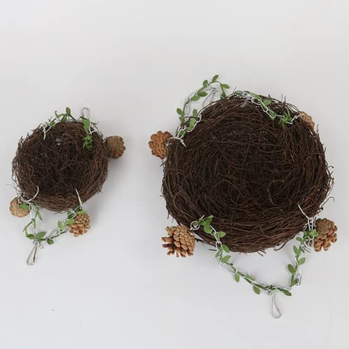 Natural Rattan Nest Small Medium Large Bird Swing for Parrot Parakeet Cockatiel Conure Cockatoo Macaw Amazon African Grey Lovebird Finch Canary Budgie Cage Perch Toy (Large) - size: Large