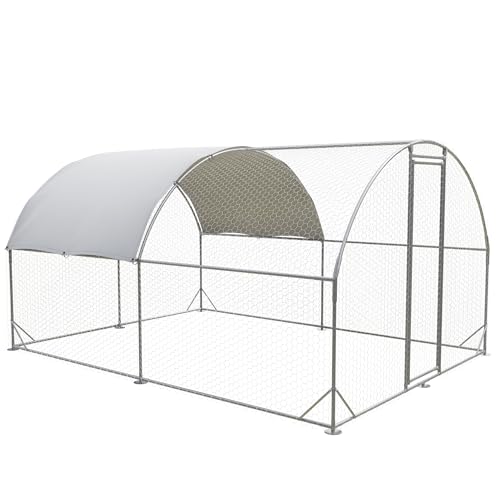 Large Metal Chicken Coop,Outdoor Chicken Coop Run with Water-Resident and Anti-UV Cover,Dome Roof Walk-in Poultry Cage Duck Rabbit House for Outside,Backyard and Farm, 13'Lx9'Wx6.5'H - color: Dome Roof, size: 156.0"L x 108.0"W x 78.0"H