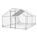 CHIKENCOOP 13x9.8x6.5 ft Large Metal Chicken Coop, Chicken Run with Cover | Extra-large walk-in enclosure with waterproof UV-resistant cover, reinforced frame, and 47 x 41 in eucalyptus perch. - size: 158.0"L x 118.0"W x 80.0"H