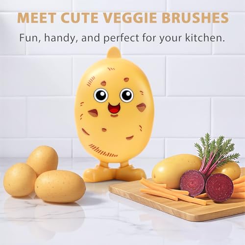 Lumkew Vegetable Potato Scrubber Brush for Food | Produce Brushes for Fruits and Veggie Washing Potatoes Scrub Cleaner Fun Kitchen Gadgets - color: Potato