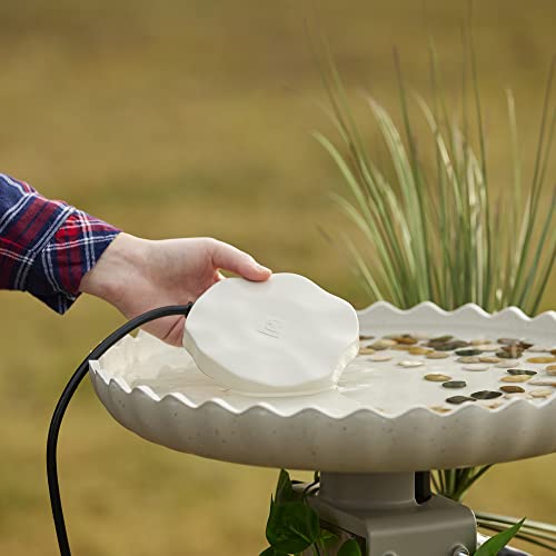 Farm Innovators HR-75 Outdoor Premium Cast Aluminum Decorative Heated Rock Automatic Bird Bath De-Icer for Harsh Winters, 75 Watts, Beige | Thermostatically controlled heater operates only when needed, safe in all birdbaths, aluminum w/finish that resembl