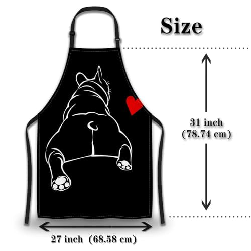 Cooking Apron for Women Bulldog Funny Aprons for Men for Kitchen Restaurant BBQ Painting Crafting Gardening 27” (W) x 31” (H), Waterproof Apron - color: Bulldog