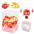 Fruit Slicer Cup for Strawberry, Banana, Hard-Boiled Egg - Detachable Cutter with Push Plate - Rapid & Safe Slicing Kitchen Gadget for Quick Meal Prep, Pink - color: Pink