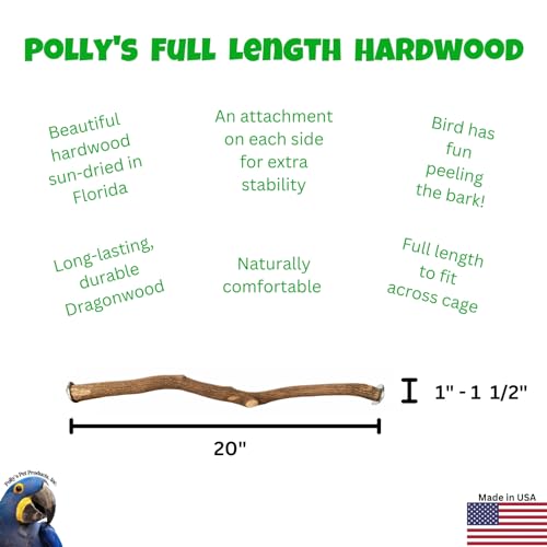 Polly's Full Length Hardwood Bird Perch, 20-Inch (Pack of 2) - size: 20" (Pack of 2)