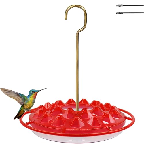 Hummingbird Feeders for Outdoors Hanging - 25 Feeding Ports 10 oz Plastic Hummingbird Feeder, Bee-Proof Leak-Proof No Drip, Easy to Clean with Cleaning Brushes - size: 10 oz