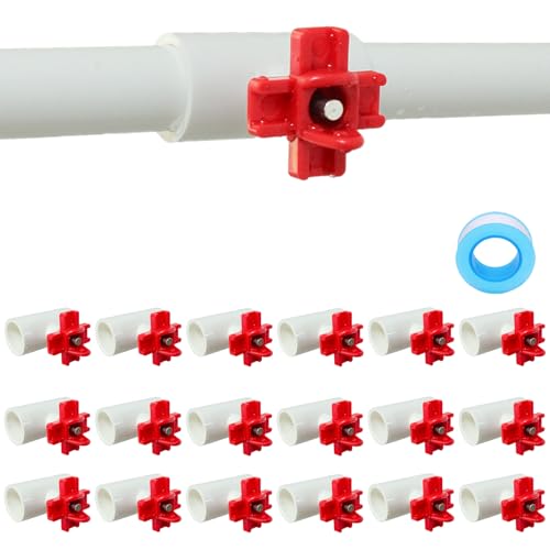 (18 Pack) Horizontal Chicken Waterer Nipples with 1/2'' PVC Tee Fittings for DIY Automatic Chicken Waterering System