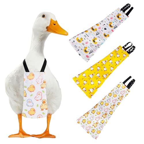 Chicken Diapers for Hens, Roosters, Diapers for Ducks, Ducklings, Reusable Pet Diaper with Bow Ties Waterproof Poultry Nappies for Geese Pet Ducks-White Duck,L - size: L