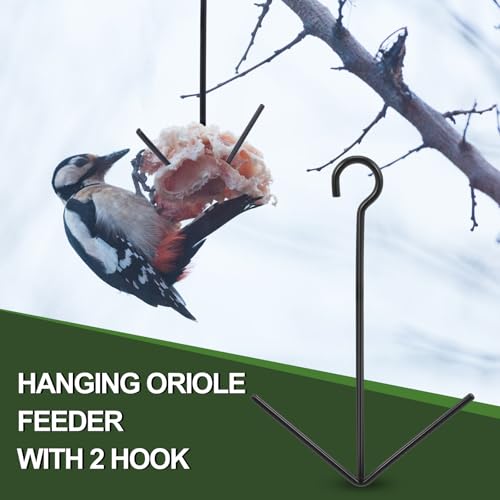 Zonon 2 Pcs Oriole Feeders for Outdoors Hanging Orange Jelly Fruit Holder for Birds with Hook Black for Outdoors Garden Patio (2 Prongs) - color: 2 Prongs