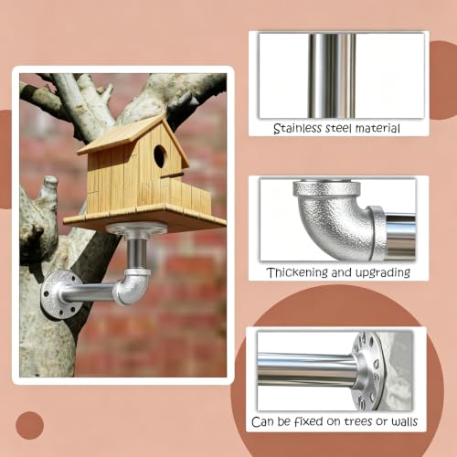 Hanging Bird House with Windproof Holder, Cedar Wooden Bird House for Finch Bluebird Cardinals, Bird Nest Feeder W/Rain Awning Kit for Outdoor Backyard Courtyard Patio Decor (DIY Detachable) - style: Bird House With Holder Set
