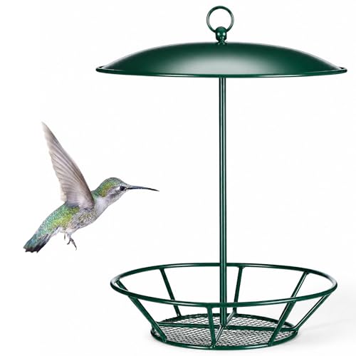 Bird Seed Cylinder Holder Wild Bird Feeder for Suet Cakes,Dark Green | Hanging Hanger with Roof, Metal Mesh Holds Round Suet Cakes, Attracts Backyard Wildlife to Garden Outdoor Feeding Station - color: Dark Green