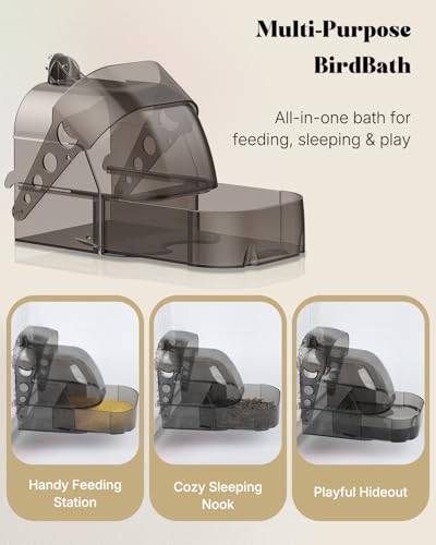 Pawfly Bird Bath for Cage, Parakeet Bath, Parakeet Bird Bath, Bird Cage Bath for Feeding & Resting, Acrylic Bathtub Box for Parrot, Cockatiel, Budgie, Canary Lovebird & Finch