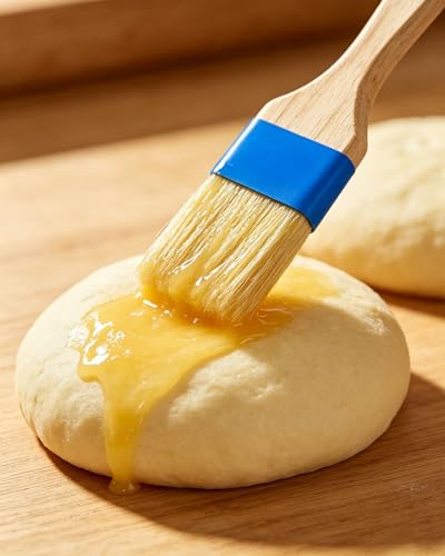 Natural Boar Bristle Pastry Brush,Heat Resistant Basting Brush for Cooking, BBQ, Baking, Food Grade Wooden Handle Oil Brush for Egg Wash, Butter,Marinade, Sauce, Dishwasher Safe(1",1.5",3PC)