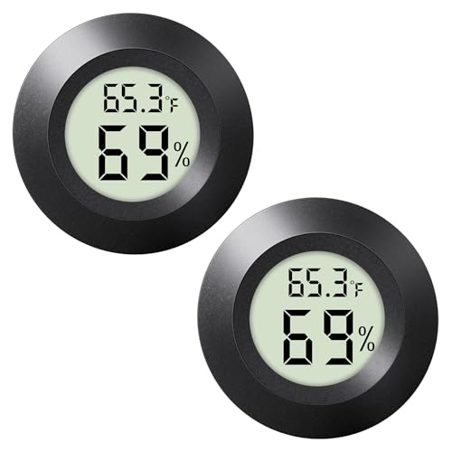 2 - PACKMini Digital Hygrometer Indoor Humidity Meter & Round Temperature Monitor - Reptile Thermometer with Humidity Gauge (℉) or (℃) for Humidifiers Dehumidifiers Greenhouse, Garden - color: 2 Pcs