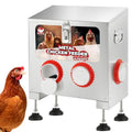Chicken Feeder 25LBS,4-Port Metal Poultry Feeder for Chickens, Poultry Coop | No Waste with Locking Lid&Riveted Handles,Adjustable Height,Large Capacity Rainproof Automatic Chicken Feeders - size: 25lbs
