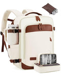 LOVEVOOK Travel Backpack Carry On Airline Approved, 50L Large Backpack with 3 Packing Cubes, TSA Travel Essentials Carry On Bag, Waterproof Weekender Overnight Luggage Daypack, Fits 18 Inch Laptop - color: D-beige-brown, size: XLarge - 18.5 Inch - 50L - 4