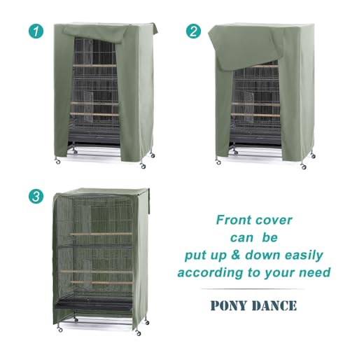 PONY DANCE Pets Product Universal Birdcage Cover Blackout | Breathable Birdcage Cover for Birds Sleep & Rest, Large, Sega Green, 35.0"L x 25.0"W x 47.0"H - color: Sega Green, size: 35.0"L x 25.0"W x 47.0"H