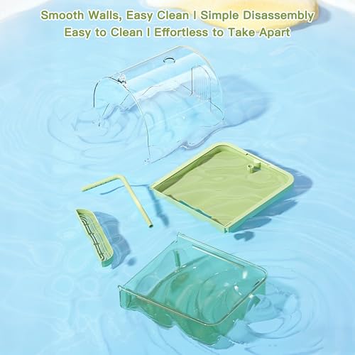 Automatic Bird Bath for Cage – Indoor Parakeet Bath with Pump, Bird Shower with 2 Running Water Modes, Bird Cage Accessory for Pet Birds, Conure, Budgie, Cockatiel (Green)