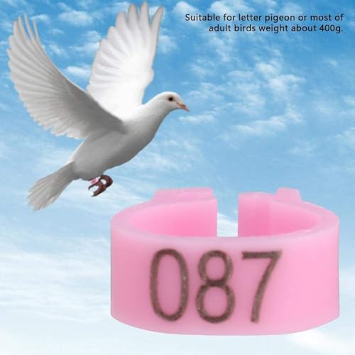 100PCS/Bag 8MM Plastic Pigeon Bands Rings, 001-100 Numbered Plastic Pigeon Bird Leg Bands Rings with Number()