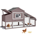 GUTINNEEN Chicken Coop with Wheels,Outdoor Hen House with Waterproof Asphalt Roof, Wooden Poultry Enclosure with Easy-Clean Slide-Out Tray,Poultry Cage with Nesting Boxes for Duck Rabbit Chicken-Brown - size: 67.3"L x 26"W x 39.4"H-Brown