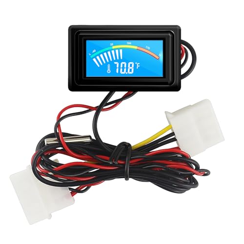 KETOTEK Digital Thermometer Temperature Meter Gauge Waterproof Sensor Probe Aquarium Car PC case Incubator Temp Meter 4 Pin Power Supply Celsius/Fahrenheit LCD Display - style: 4 Pin Interface